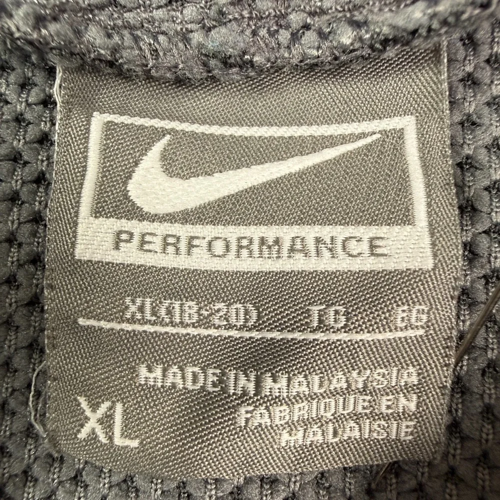 Nike Boys Performance Hoodie Youth XL Gray Orange Colorblock Swoosh Pullover Y2K